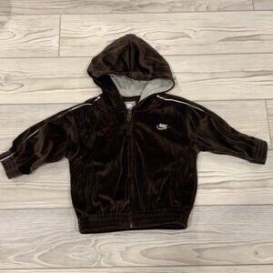 Nike Vintage Velour Full-Zip Hooded Baby Jacket Brown 12 mo